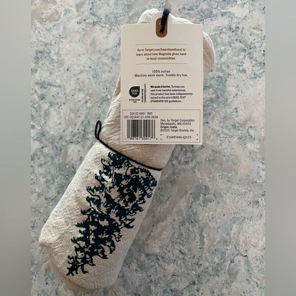 Hearth & Hand Embroidered Tree Design with Red stitched edging Kitchen Towel - Picture 5 of 8